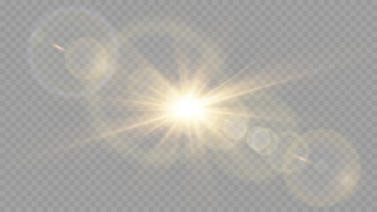 Wall Mural - light flare, glowing light explodes. light ray. shining sun, bright flash. special lens flare light 
