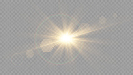Wall Mural - light flare, glowing light explodes. light ray. shining sun, bright flash. special lens flare light 