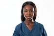 © darshika - Black nurse in scrubs on white background.