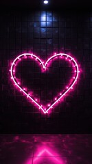 Canvas Print - Heart shape neon symbol light.