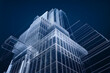 © abdulmoizjaangda - Futuristic skyscraper wireframe, blue background highlighting architectural digital complexity