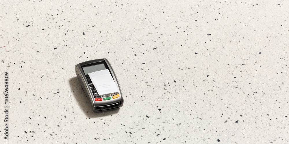 Countertop Reader Credit card reader on a simple countertop printing a receipt. Cashless ...