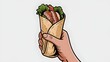 © happie - Illustration of chicken wrap held by hand with visible ingredients