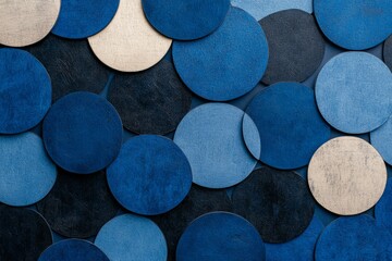 Sticker - Stylish abstract blue and black geometric background with layered circular shapes for tech-themed design