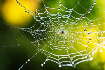 spider web with morning dew drops