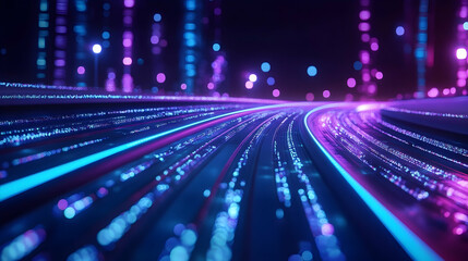Wall Mural - Modern IT roadmap with innovative tech networking and big data processes -