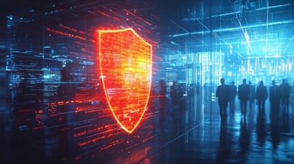 Digital Security Shield in Futuristic Environment