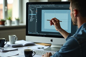 Designer Drawing Website Development Wireframe