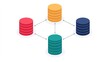 © somneuk - A simple diagram illustrating multiple database connections, featuring stacks of different colored disks and arrows indicating interactions.