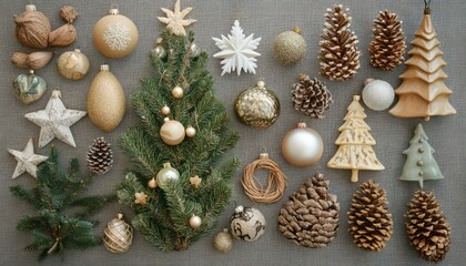 Wall Mural - A stunning array of Christmas tree decorations, showcasing holiday charm.