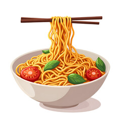 savor the flavor of fresh noodles and vibrant ingredients in every bite, illustration of food art co