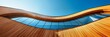 © 怡如 柯 - Curved Wooden Facade of Modern Building Against Blue Sky, Minimalist Architecture Concept