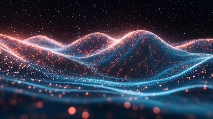 futuristic abstract image depicting digital data flows and binary code, representing technology, information processing, and advanced data systems