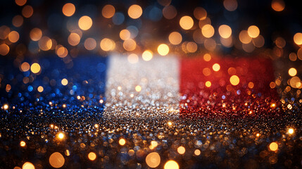 vibrant background featuring red, white, and blue glitter with a bokeh effect. The shimmering colors create a sense of celebration and patriotism, ideal for festive or national-themed designs