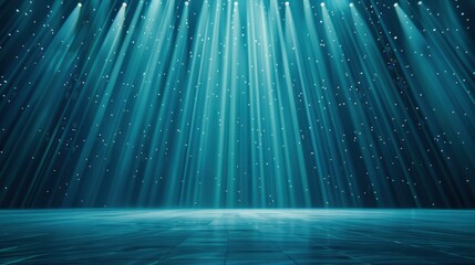 Wall Mural - a serene empty stage glows under bright spotlights, framed by a starry sky that adds a touch of magi