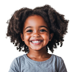 Poster - Close-up of a smiling kid with afro hair, isolated on transparent background