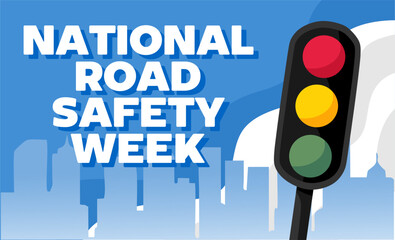 national road safety week with traffic lights