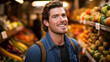 © Erzsbet - Smiling Man Shopping for Vegetables in Grocery Store