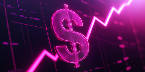 Poster - Dollar sign increasing with upward trend on stock market chart