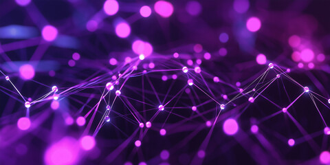 Poster - Plexus abstract technology background connecting dots and lines with purple particles
