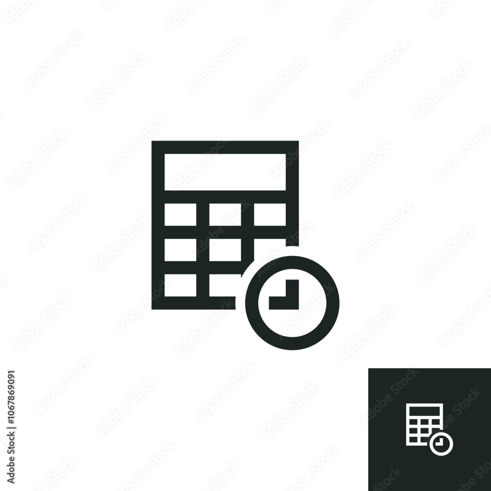 Icon For Math Time Time calculation icon isolated on white background. Vector ...