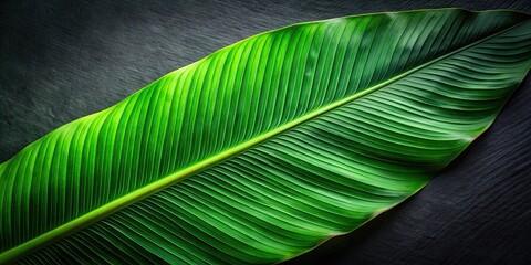 Wall Mural - Green banana leaf texture against a dark nature background, banana leaf, green, texture, dark, nature, background, tropical