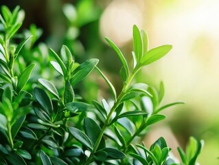 Close-Up of Fresh Thyme Sprigs with Delicate Green Texture