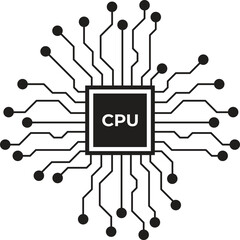 Wall Mural - cpu processor vector icon. computer microchip processor. suitable for website design, logo, app, tem