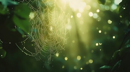 spider web with dew drops