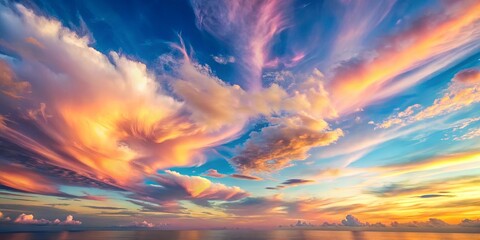 Wall Mural - A Canvas of Color  The Sky Transformed by a Tapestry of Clouds Painted in Vivid Hues