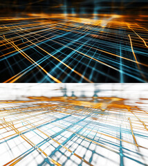Wall Mural - Glowing Grid Lines with Neon Colors on white, black, transparent background. PNG