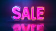 © Thiago - Bright neon sale sign glowing in a dark space, perfect for promotional material and marketing campaigns. Neon. Illustration