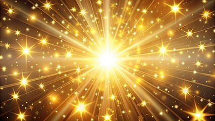 Wall Mural - Abstract background with shining gold light rays and scattered stars, gold, light rays, stars, abstract, background, shiny
