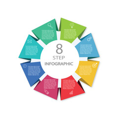 Wall Mural - core values infographic circular diagram with 8 options. round chart that can be used for business a