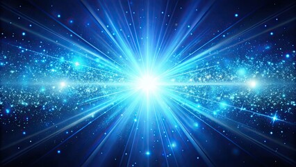 Wall Mural - Abstract blue background with bright shiny particles emitting from rays of light , blue, abstract, background, bright