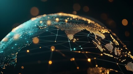 Wall Mural - earth with interconnected networks in visual form