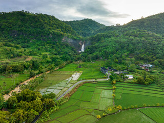 Wall Mural - Waterfall landscape with the river