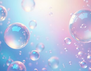 Wall Mural - Graceful Bubbles Suspended in the Air, Reflecting Light with Iridescent Colors
