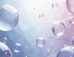 Wall Mural - Graceful Bubbles Suspended in the Air, Reflecting Light with Iridescent Colors