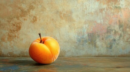 Wall Mural - Single Peach on Rustic Background