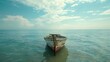 © Md Mojammel - Wooden boat in the sea at sunset. Vintage style toned picture