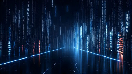 Digital Code Rain 3D Abstract Background