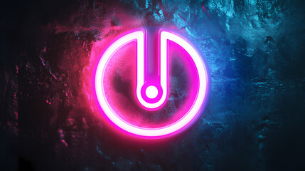 Pink and blue neon light power icon. vibrant colored technology symbol, isolated on a black background. 3d render. Neon. Illustration