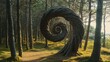 © peerawat - A tree with an unusual twisted shape, its branches forming a natural spiral in the forest