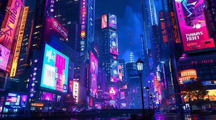 cyberpunk cityscape with vibrant neon lights