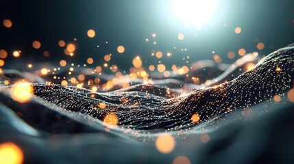 Wall Mural - abstract visualization of a digital network with data packets flowing through intricate connections,