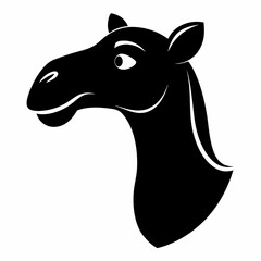 silhouette of an alpaca head vector black animal illustration on a white background