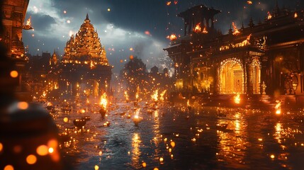 Happy Dussehra Creative Poster, 8K Realistic Lighting, Highly Detailed