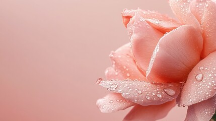 Sticker - Soft Pink Rose with Dew Drops on Petals