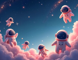 Wall Mural - Creatures Floating in Space, Mysterious Life Forms Drifting Among Stars and Galaxies